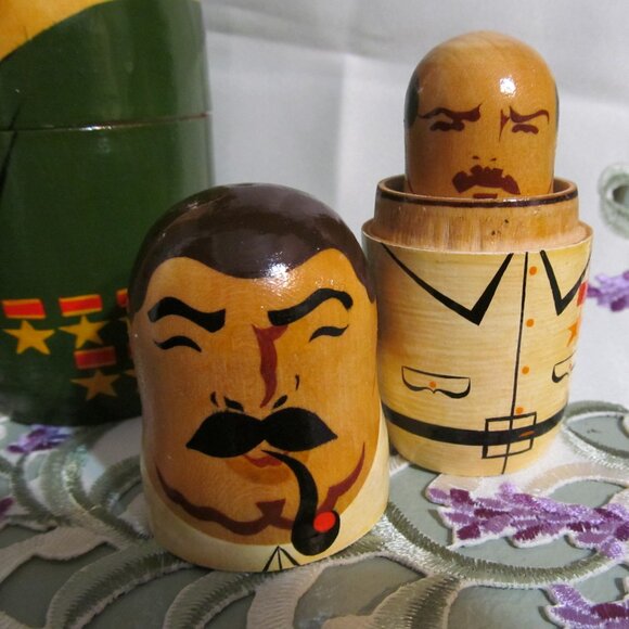 Vintage 5 Russian Political Leaders Wooden Matryoshka (nesting) Dolls Gorbachev - Picture 12 of 16